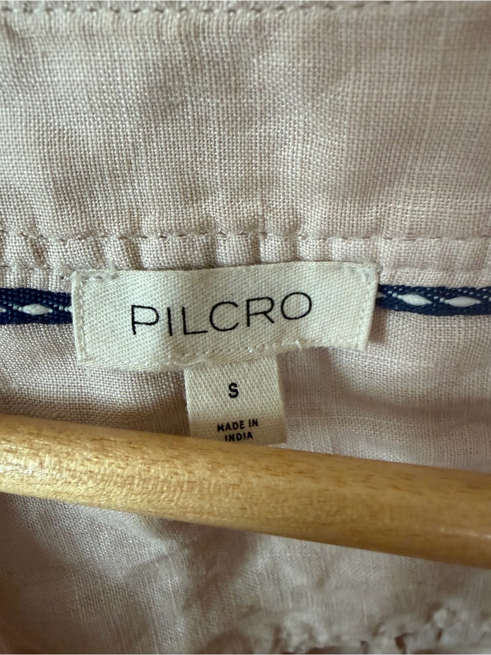 Anthropologie Pilcro Pale Pink/Cream Linen V-Neck Short Sleeve Top Linen Small - Picture 2 of 7